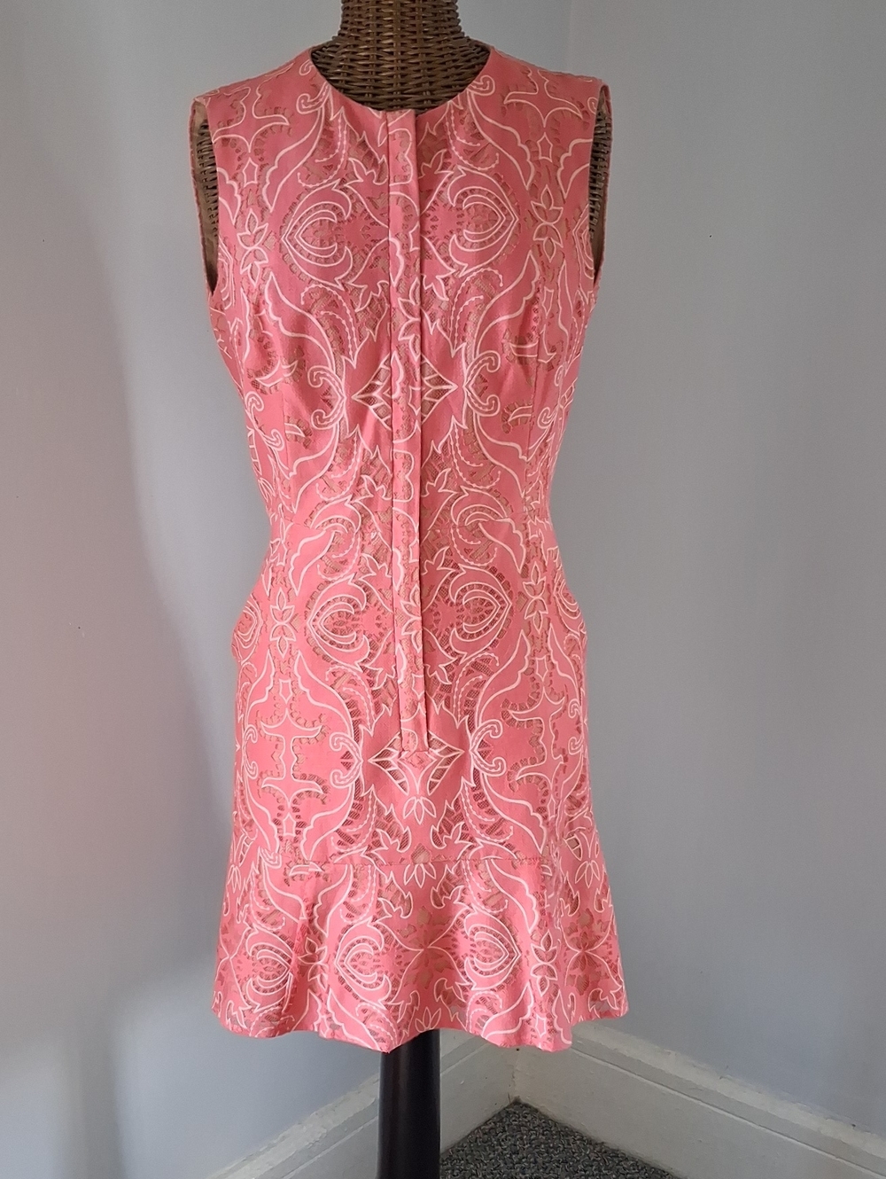 BCBGMaxAzria Coral Pink Sleeveless Patterned Mini Dress